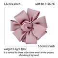 Handmade dusty pink fabric flower brooch and hair clip with dimensions and weight display - Pink 7126-PK