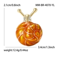 Elegante spilla a lumaca in smalto dorato con guscio arancione e cristalli - Giallo-4070-YL / Giallo