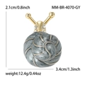 Broche escargot dorée à la mode avec émail marbré gris et détails en cristaux - Gris