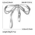 Elegant silver alloy bow brooch with size dimensions and weight for women's apparel - Silver