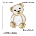 Spilla a forma di orso in resina bianca con bordo dorato e misure del prodotto - Orsetto Carino (MM-BR-5742-WH) / Oro Bianco