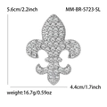 Vintage silver alloy fleur-de-lis brooch with sparkling white rhinestones for women - Silver (MM-BR-5723-SL)