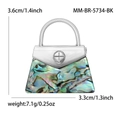 Spilla alla moda a forma di borsa in conchiglia di abalone con manico in metallo - Nero (5734-BK)