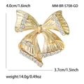 Elegante spilla a fiocco in lega dorata con strass per tailleur da donna 4,0 x 3,7 cm - Oro