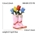Spilla creativa a forma di stivale da pioggia con tulipani e cristalli per donne - Rosa