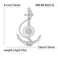 Spilla ad ancora nautica d'argento con cristalli e trama a corda, 4,1 cm per 2,6 cm - Stile Ancora Girasole (8552-SL) / Argento