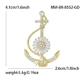 Spilla ad ancora dorata con strass, altezza 4,1 cm, elegante spilla da abito per uomo e donna - Stile Ancora Girasole (8552-GD) / Oro