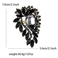 Elegant leaf crystal brooch with rhinestones and gems in grey and gold finish - Black