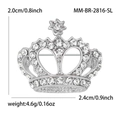 Exquisite silver crown brooch with rhinestones and star detail, dimensions 2.4x2.0cm - Silver