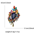 Vintage-Brosche in Gold mit bunten Kristallen und blauem Tropfenstein, 8,5 cm x 5,1 cm - Regenbogen