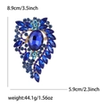 Luxurious deep blue teardrop crystal brooch for suits with dimension and weight labels - Blue