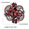 Lussuosa spilla vintage con cristalli rosso scuro e strass, dimensione di 6,1 cm - Viola