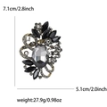 Broche fleur vintage avec strass gris et design floral classique pour femmes - Noir 0022-BK
