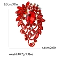 Vintage large oval red glass brooch set in gold alloy floral vine design for women - Red