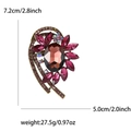 Broche floral vintage de aleación con diamantes rosas profundos y gema ovalada central - Morado