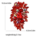 Elegante spilla in vetro cristallo rosso con base in metallo dorato e grandi strass rossi - Rosso