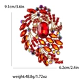 Luxury gold alloy brooch with red crystal and rhinestones, dimensions 9.1cm x 6.2cm - Red