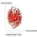 Vista tecnica dettagliata che mostra altezza 9,2 cm e larghezza 6,2 cm della spilla rossa - Rosso (0099-RD)