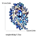 Vintage gold alloy brooch with large oval blue crystal and marquise rhinestones - Blue
