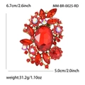 Elegante Vintage Blumenbrosche mit roten Edelsteinen und goldfarbenem Metallrahmen - Rot