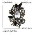 Eleganter Vintage-Brosche mit großem grauen Edelstein und Kristallen, Größe 6,7x5,0 cm - Schwarz