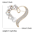 Elegant gold heart brooch with pearls and crystals measuring 4.4cm for women accessories - Gold