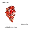Exquisite große Blumenbrosche mit roten Kristallen und Goldlegierung, Höhe 9,6 cm - Rot