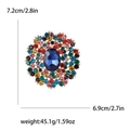 Lussuosa spilla in lega con grande pietra di vetro blu e strass multicolore - Arcobaleno