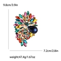 Exquisite alloy floral brooch with blue teardrop crystal and multicolored rhinestones - Rainbow