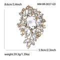 Luxury gold flower brooch with rhinestones and crystals measuring 8.6cm by 5.9cm - Gold 0037-GD