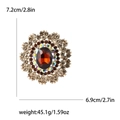 Vintage amber glass brooch with champagne rhinestones, 7.2cm large round luxury pin - Coffee