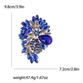 Vintage large blue crystal alloy brooch with teardrop stone and 9.8cm height dimensions - Blue