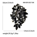 Vintage style large black rhinestone brooch with gold metal frame measuring 8.6x5.9cm - Black 0037-BK