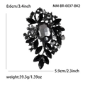 Broche retro con cristales negros y hojas de estilo barroco vintage elegante - Negro de Fusil