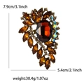 Vintage-Brosche in Gold mit bernsteinfarbenem Strass, Maße 7,9 cm mal 5,4 cm - Braun