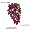 Vintage gold brooch with pink and purple marquise crystals and dimension specs - Purple