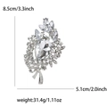Silberne Blatt- und Blumenbrosche mit Kristallen, 8,5 cm hoch, elegantes Design - Silber