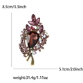 Vintage style alloy crystal brooch with brown stones and dimensions 8.5x5.1cm - Purple
