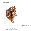 Vintage-Legierung Brosche mit bernsteinfarbenen Kristallen im Blatt- und Blumendesign - Braun