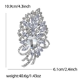 Grande spilla vintage a fiore in argento con cristalli e misure dettagliate - Base Argento Bianco