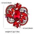 Lussuosa spilla a fiore vintage con cristalli rossi e strass su finitura bronzo - Rosso