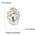 Broche vintage en alliage doré avec strass en cristal, dimensions 7,1 cm par 5,1 cm - Or 0022-GD