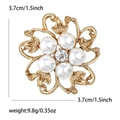 Elegante spilla a fiore con perle e finitura dorata con strass per abbigliamento donna - Oro