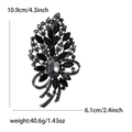 Grande spilla vintage a foglia in lega nera con cristalli, misura 10,9 cm per 6,1 cm - Nero Fucile
