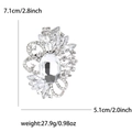 Broche fleur vintage en cristal argenté avec strass et mesure de taille 7,1 cm - Argent 0022-SL