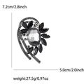 Vintage-Brosche mit grauem Kristall, florales Design mit Maßangaben, 7,2 cm x 5,0 cm groß - Gunmetal Schwarz