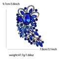 Grande spilla vintage a fiore con cristalli blu profondo e lega color oro per cappotti - Blu