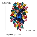 Grande spilla vintage in lega e vetro con cristalli colorati, 10,2x6,5 cm - Arcobaleno