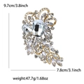 Large vintage gold alloy brooch with sparkling oval glass and clear rhinestones - Gold Base White
