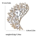Golden feather brooch with water drop crystal and clear rhinestones variant - Gold